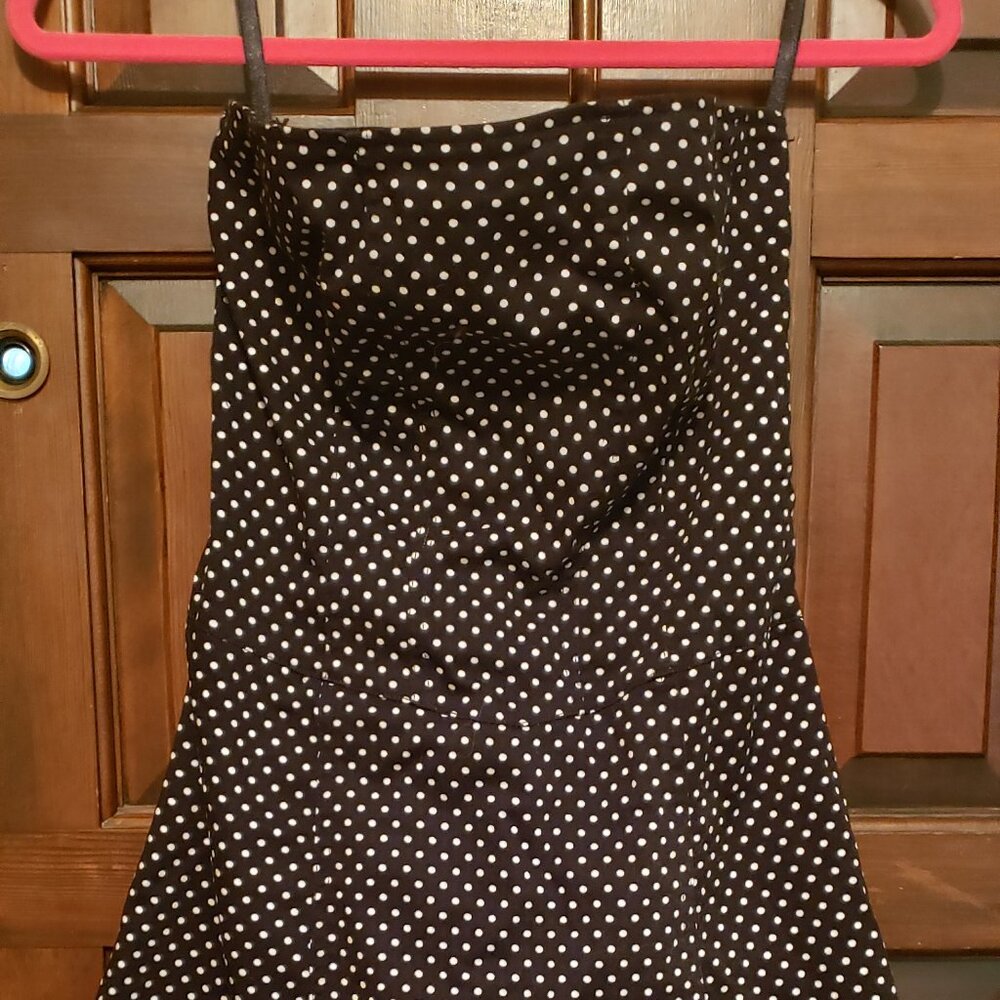 Ladies' Tripp NYC sz Small black goth dress; pre-owned; strapless; lace-up back